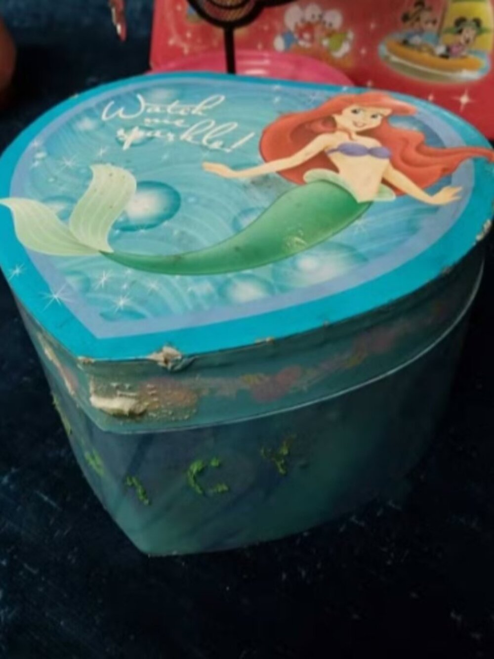 💕 3/$25 Rare Disney’s The Little Mermaid Heart Music Jewelry Box (1990’s)